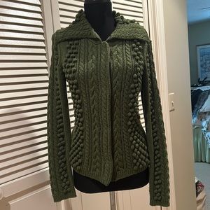 Etcetrera Wool Chunky Knit Button Down Sweatee